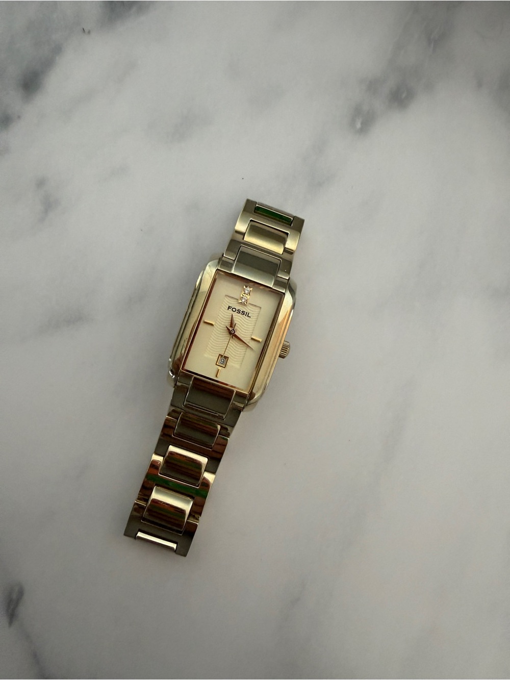 Fossil Women’s Gold Rectangular Link Bracelet Watch